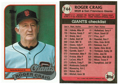 San Francisco Giants - Roger Craig - Manager (744)