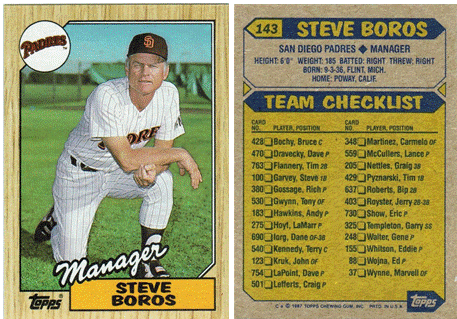 San Diego Padres - Steve Boros - Manager