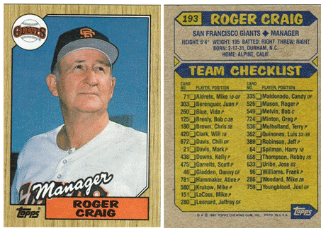 San Francisco Giants - Roger Craig - Manager (191)