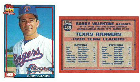 Texas Rangers - Bobby Valentine - Manager  (489)