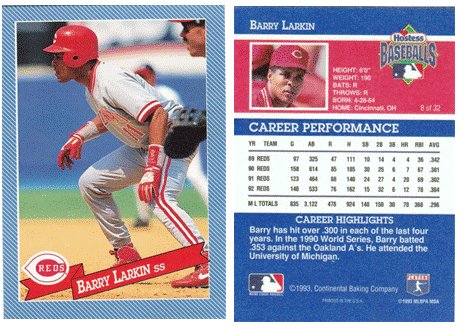 Cincinnati Reds - Barry Larkin - Hostess Baking Co