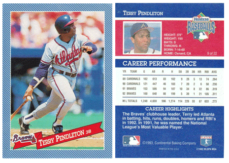 Atlanta Braves - Terry Pendleton - Hostess Baking Co