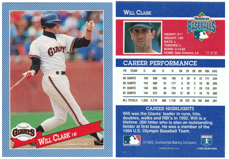 San Francisco Giants - Will Clark - Hostess Baking Co