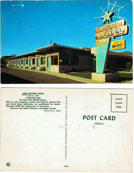 Postcard - New Western Motel - Panguitch, UT