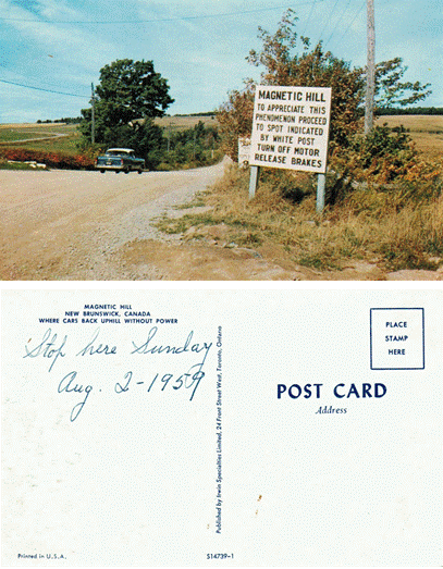 Postcard - Magnetic Hill - Brunswick, Canada