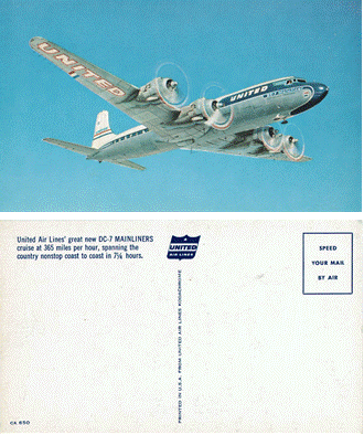 Postcard - Pan American World Airways - DC-7 Mainliner