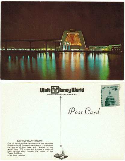 Postcard - Contemporary Resort - Walt Disney World, FL