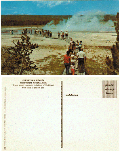 Postcard - Clepsydra Geyser - Yellowstone National Park