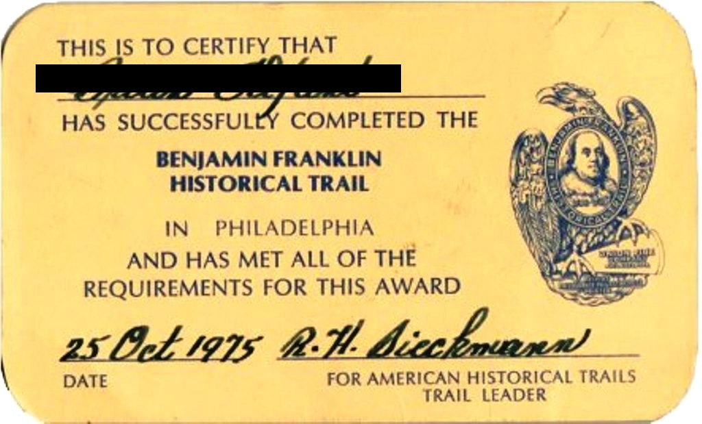 Benjamin Franklin  Historical Trail Card