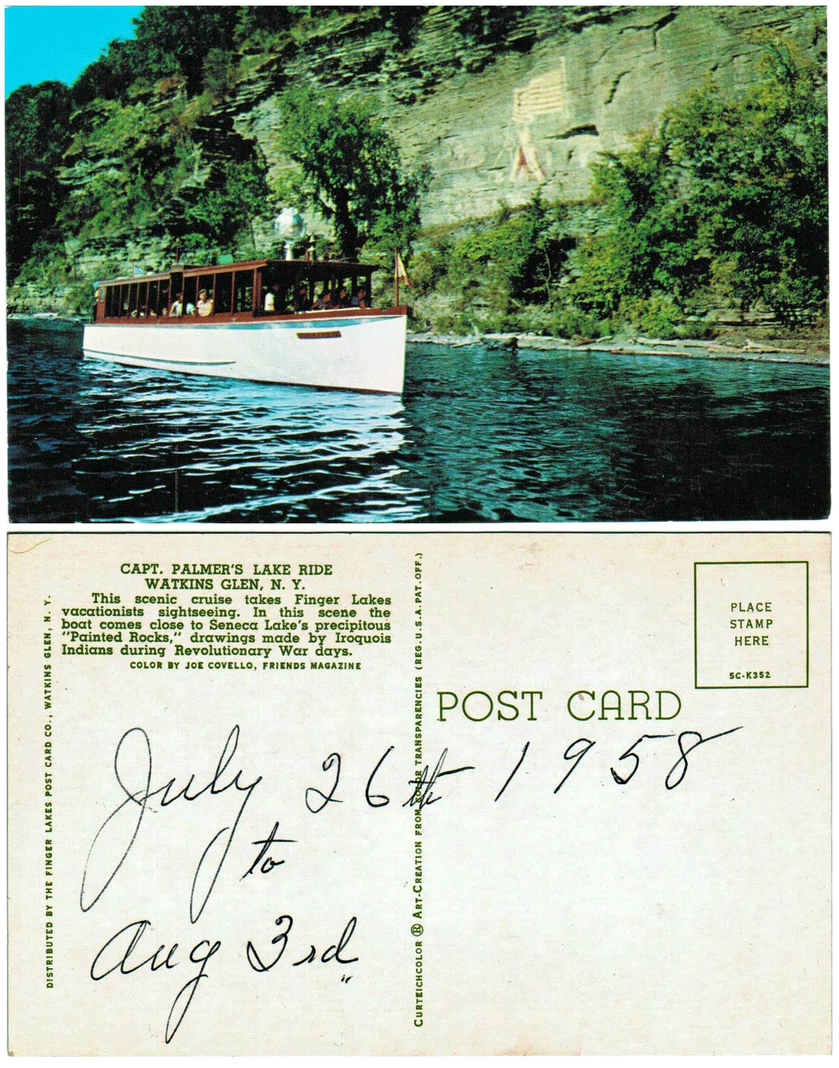 Postcard - Capt Palmer's Lake Ride - Watkins Glen, NY