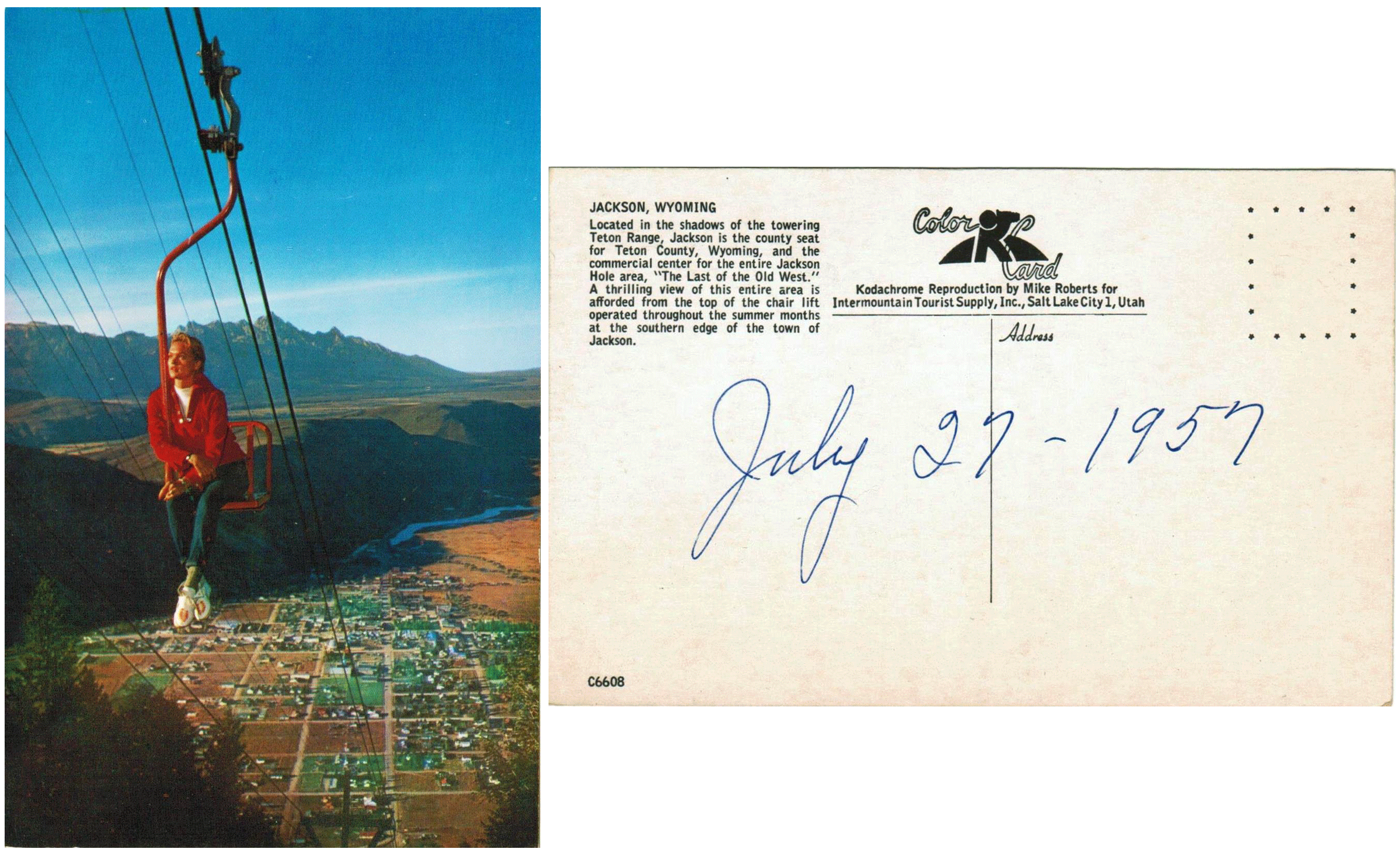 Postcard - Chair Lift Ride - Jackson, WY
