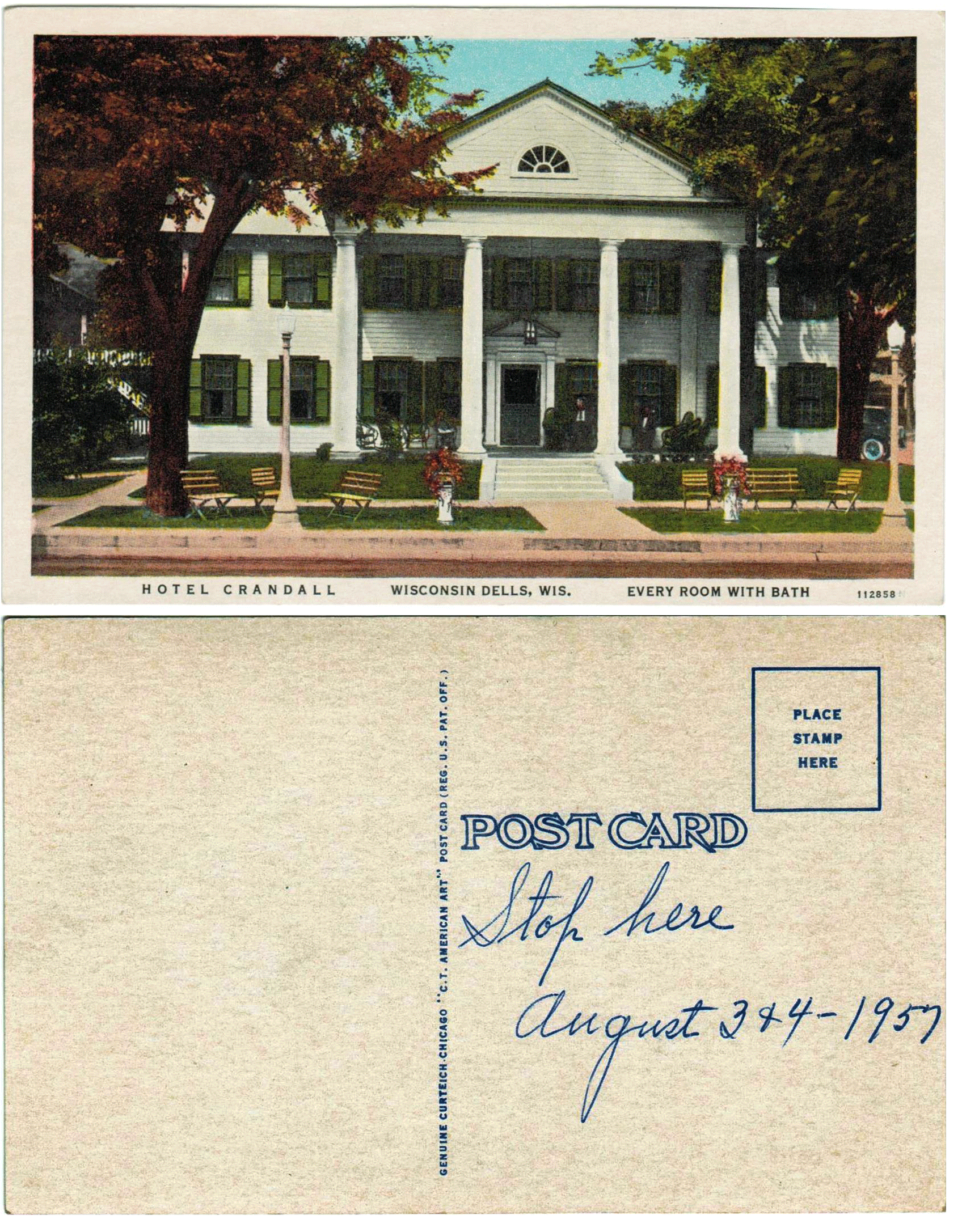 Postcard - Hotel Crandall - Wisconsin Dells, WI - #1