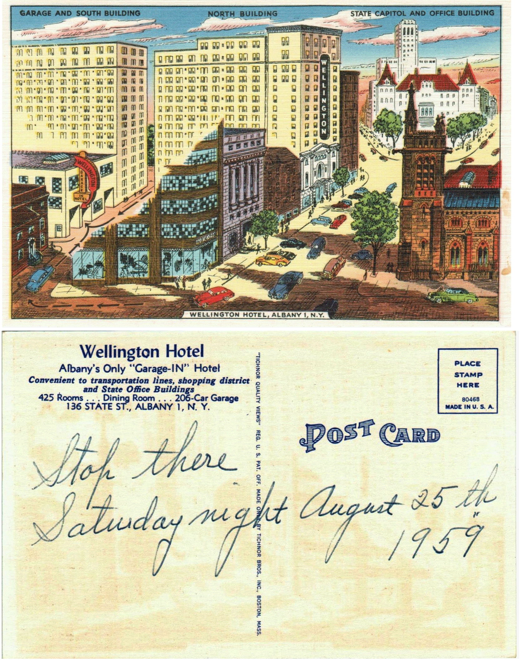 Postcard - Wellington Hotel - Albany, NY