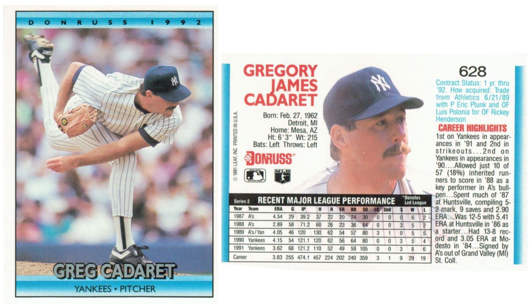 New York Yankees - Greg Cadaret (628)