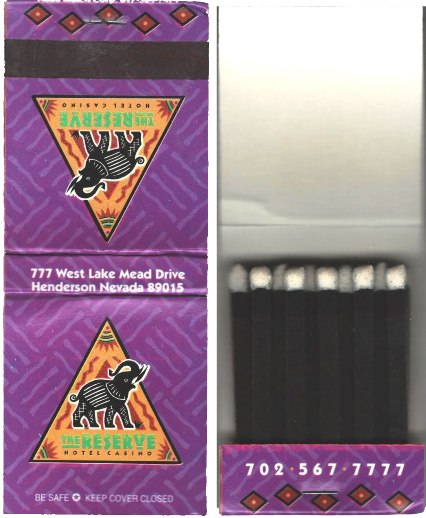 Matchbook - Reserve Hotel & Casino - Purple