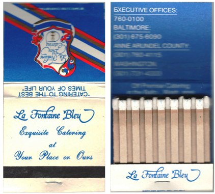 Matchbook - La Fontaine Bleu Catering