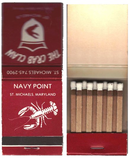 Matchbook - Crab Claw Restaurant - St Michaels, MD