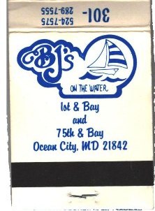 Matchbook  - BJ's on the Water Restaurant