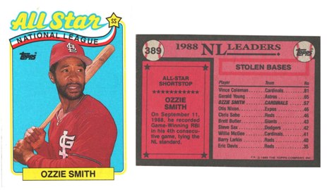 St Louis Cardinals - Ozzie Smith  (389)