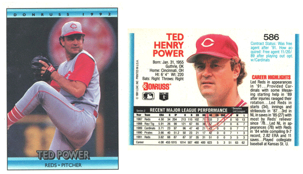 Cincinnati Reds - Ted Power - Error Card
