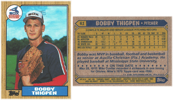 Chicago White Sox - Bobby Thigpen - Rookie Card