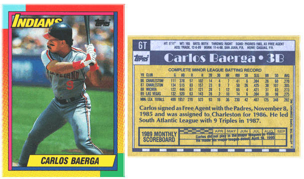 Cleveland Indians - Carlos Baerga - Rookie Card