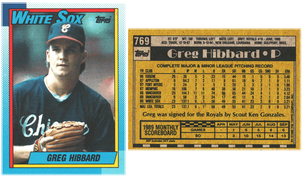 Chicago White Sox - Greg Hibbard - Rookie Card