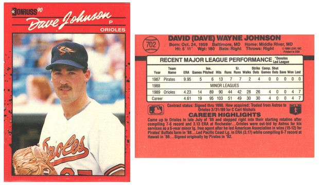Baltimore Orioles - Dave Johnson	- Rookie Card