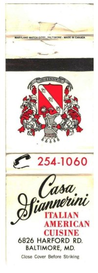 Matchbook Cover - Casa Giannerini