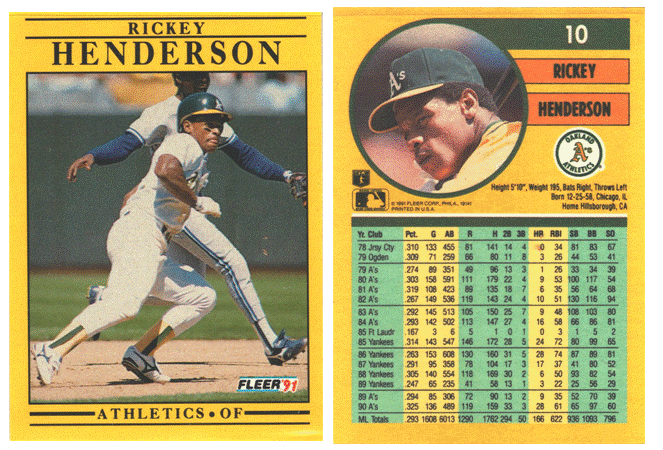 Oakland Athletics - Rickey Henderson (10)