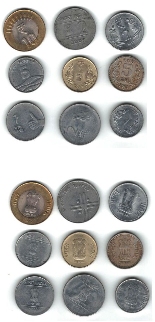 Foreign Coin – 9 coins from India