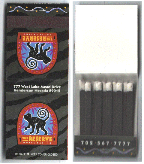 Matchbook - Reserve Hotel & Casino - Black