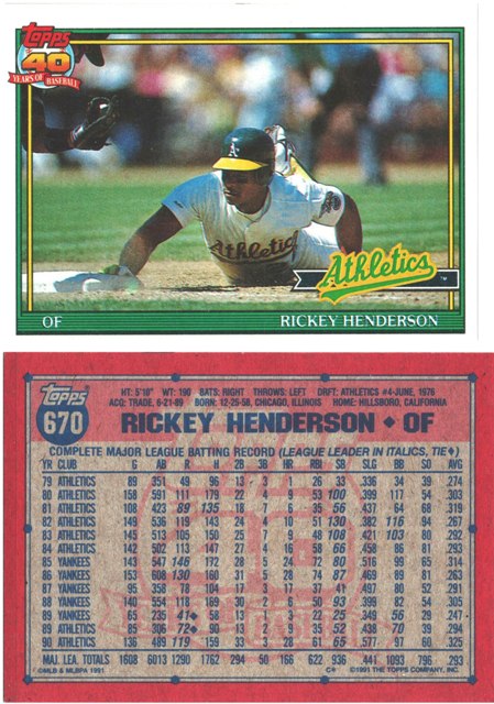 Oakland Athletics - Rickey Henderson (670)