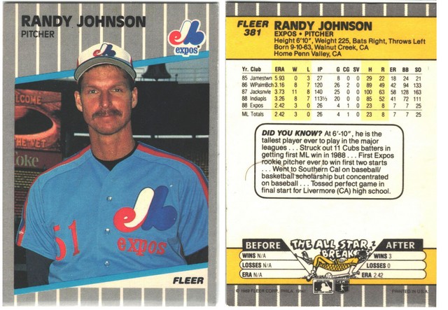 Montreal Expos - Randy Johnson - Rookie & Error Card  (381)