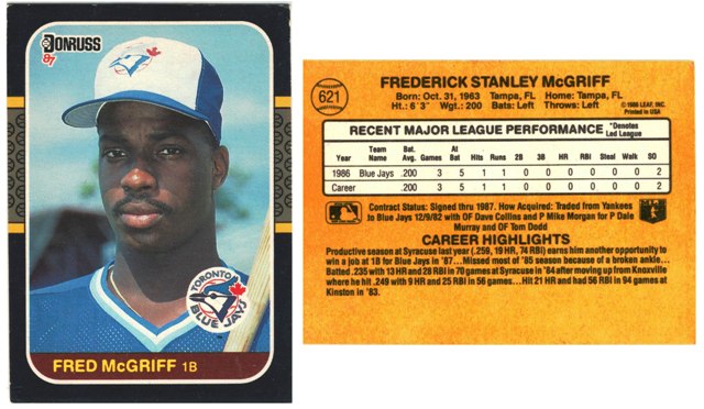 Toronto Blue Jays - Fred McGriff  (621)