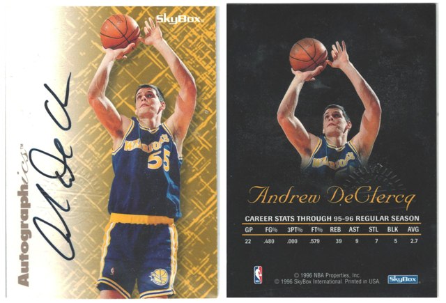 Golden State Warriors - Andrew DeClercq - Autographed Card