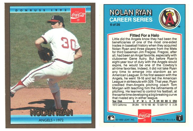 California Angels - Nolan Ryan (6) (Donruss-Coca-Cola)
