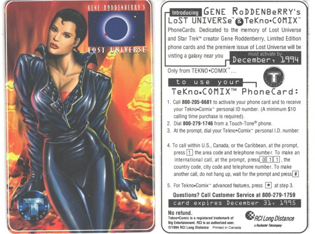 Gene Roddenberry's Lost Universe Phone Card