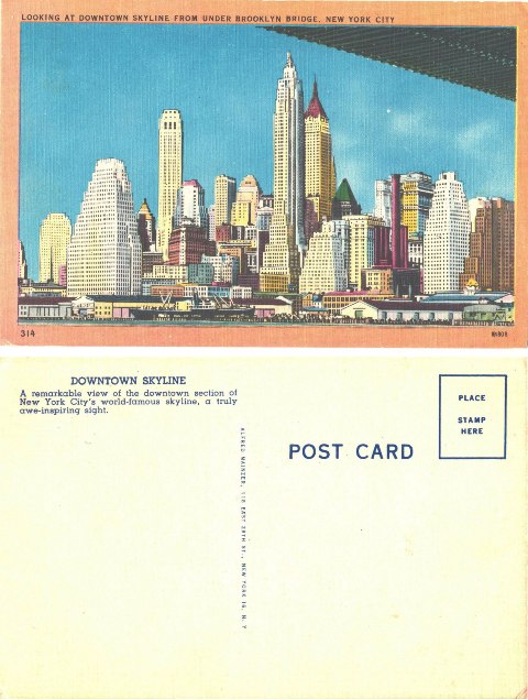 Postcard - Skyline of Downtown New York, NY