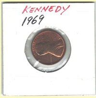 Coin - 1969 Counterstamped coin Lincoln Looking at Kennedy Penny