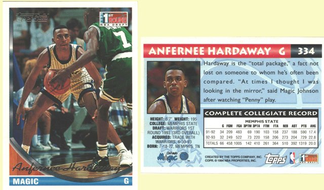 Orlando Magic - Anfernee Hardaway - Rookie Card