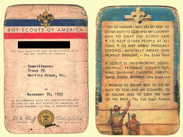 Boy Scout - 1955 Registration Card