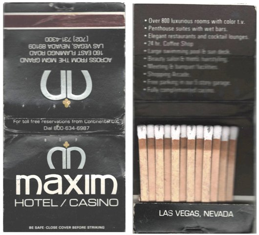 Matchbook - Maxim Hotel Casino