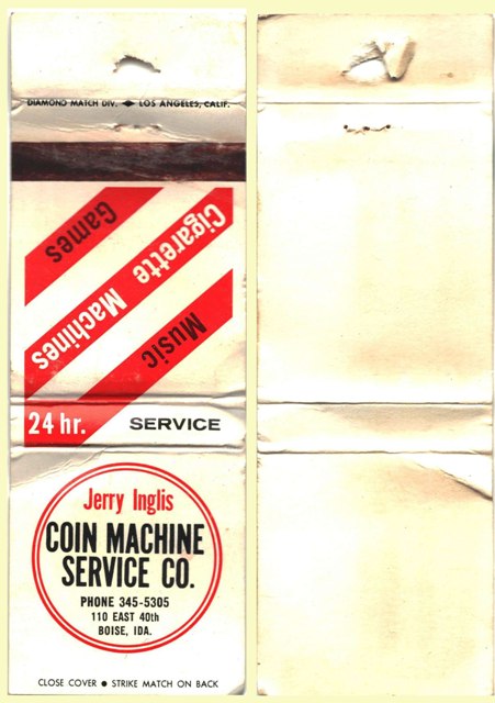 Matchbook Cover - Inglis Coin Machine Service Co - #1