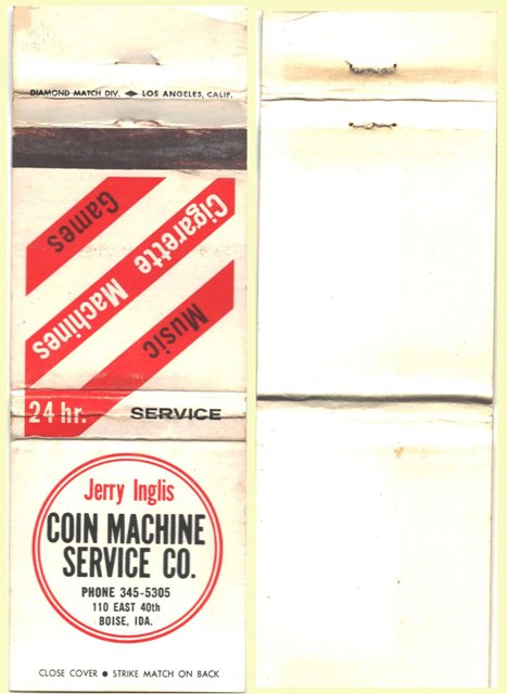 Matchbook Cover - Inglis Coin Machine Service Co  (EXCELLENT)