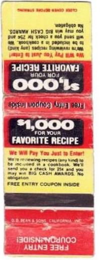 Matchbook Cover - Favorite Recipes