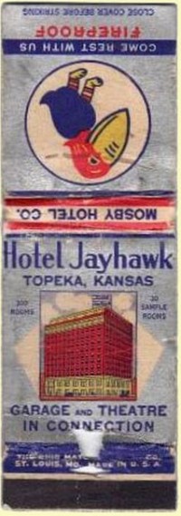 Matchbook Cover - Hotel Jayhawk Garage and Theatre