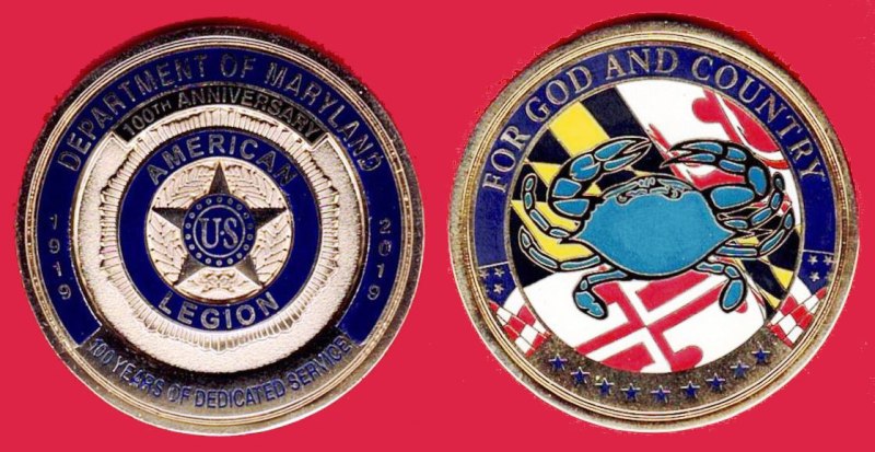American Legion - Dept of Maryland - 2019 – 100th Anniversary Challenge Coin