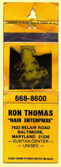 Matchbook Cover – Ron Thomas “Hair Enterprise”