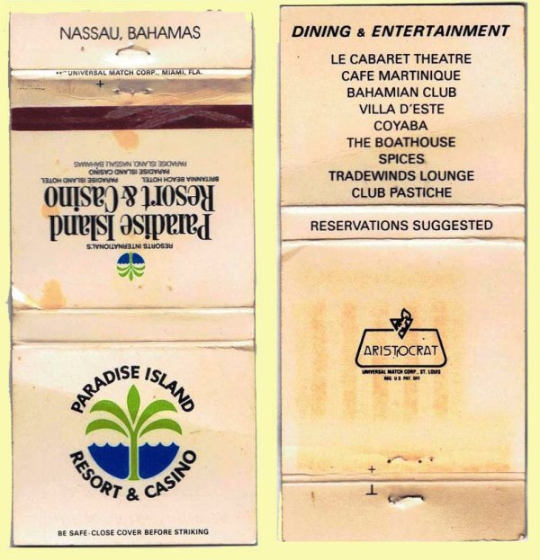 Matchbook Cover –  Paradise Island Casino & Resort